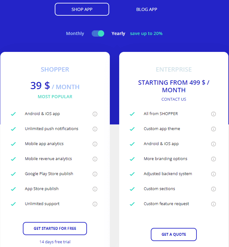 Upsquare Shop App Price