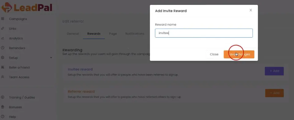 Leadpal invite reward