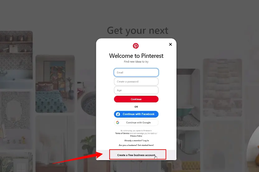create business account in pinterest